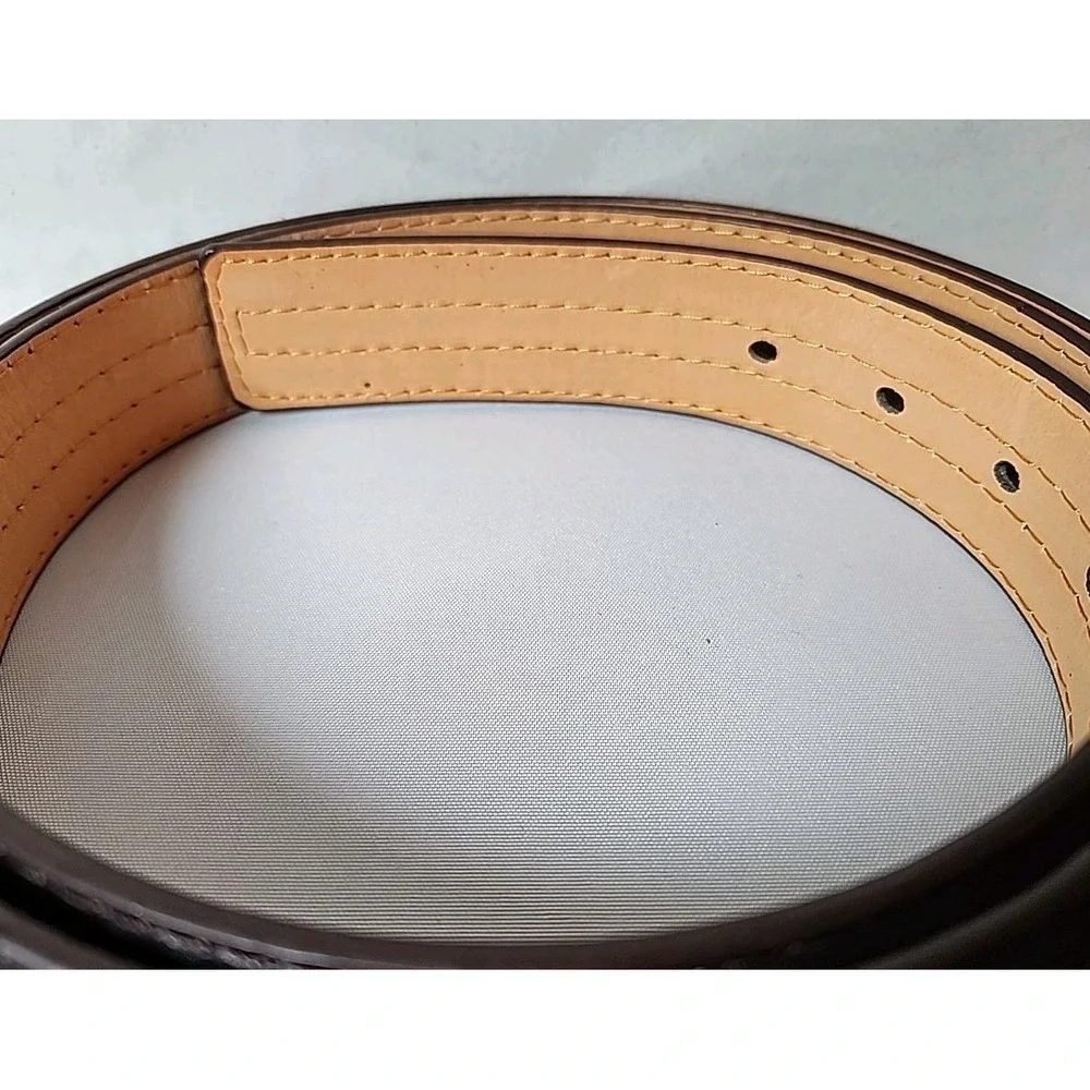 NWT Men's 2XL 46-48 Brown Leather Work Belt Contrast Stitch Silver Buckle New